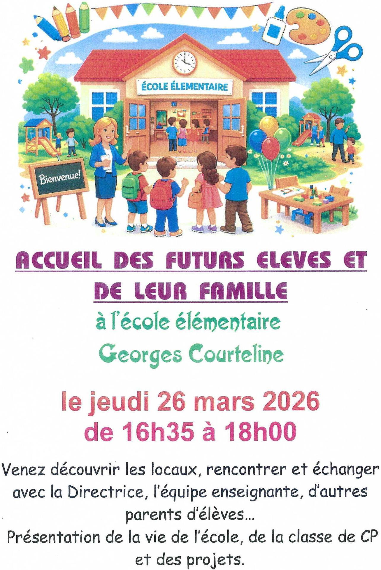 affiche portes ouvertes école élémentaire